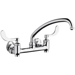 Chicago Faucet Company Chicago Faucets 640-L9E1-317YAB Wall-Mounted Faucet With Adjustable Centers, 9 1/2" L-Type Swing Spout, And 4" Wristblade Handles