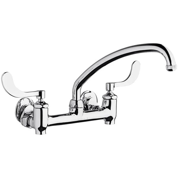 Chicago Faucet Company Chicago Faucets 640-L9E1-317YAB Wall-Mounted Faucet With Adjustable Centers, 9 1/2" L-Type Swing Spout, And 4" Wristblade Handles