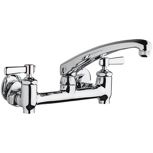 Chicago Faucet Company Chicago Faucets 640-L8E1-369YAB Wall-Mounted Faucet With Adjustable Centers, 8" L-Type Swing Spout, And 2 3/8" Lever Handles