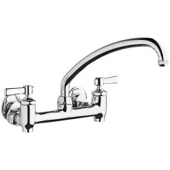Chicago Faucet Company Chicago Faucets 640-L9E1-369YAB Wall-Mounted Faucet With Adjustable Centers, 9 1/2" L-Type Swing Spout, And 2 3/8" Lever Handles