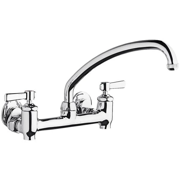 Chicago Faucet Company Chicago Faucets 640-L9E1-369YAB Wall-Mounted Faucet With Adjustable Centers, 9 1/2" L-Type Swing Spout, And 2 3/8" Lever Handles
