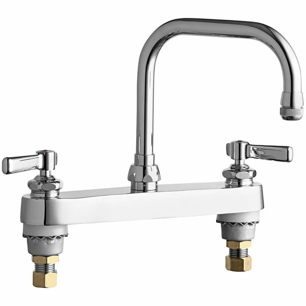 Chicago Faucet Company Chicago Faucets 527-XKABCP Deck-Mounted Faucet With 8" Fixed Centers, 6 1/4" Rigid / Swing Double-Bend Spout, And Ceramic Operating Cartridges 3 Chicago Faucet Company Chicago Faucets 527-XKABCP Deck-Mounted Faucet With 8" Fixed Centers, 6 1/4" Rigid / Swing Double-Bend Spout, And Ceramic Operating Cartridges