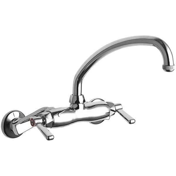 Chicago Faucet Company Chicago Faucets 445-L9E1ABCP Wall-Mounted Faucet With Adjustable Centers And 9 1/2" L-Type Swing Spout