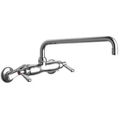Chicago Faucet Company Chicago Faucets 445-L12ABCP 2.2 GPM Wall-Mounted Faucet With Adjustable Centers And 12" L-Type Swing Spout