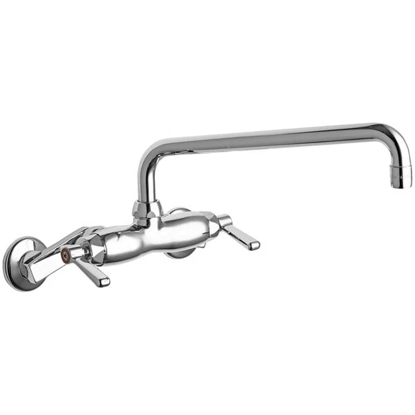 Chicago Faucet Company Chicago Faucets 445-L12E35ABCP 1.5 GPM Wall-Mounted Faucet With Adjustable Centers And 12" L-Type Swing Spout