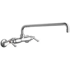 Chicago Faucet Company Chicago Faucets 445-L15E35ABCP Wall-Mounted Faucet With Adjustable Centers And 14" L-Type Swing Spout