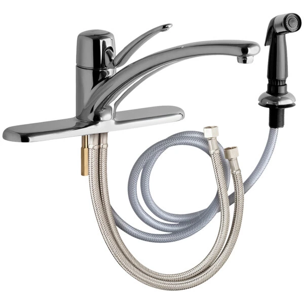 Chicago Faucet Company Chicago Faucets 2301-8ABCP Deck-Mounted Faucet With 8" Centers And Side Spray