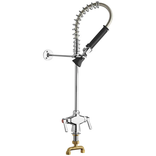 Chicago Faucet Company Chicago Faucets 924-369ABCP Deck-Mounted Single-Hole Mini Pre-Rinse Faucet And 2 3/8" Lever-Style Handles