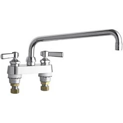 Chicago Faucet Company Chicago Faucets 895-L12E35ABCP Deck-Mounted Faucet With 4" Centers And 12" L-Type Swing Spout