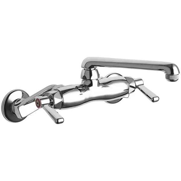 Chicago Faucet Company Chicago Faucets 445-E1ABCP Wall-Mounted Faucet With Adjustable Centers And 6" S-Type Swing Spout