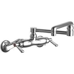 Chicago Faucet Company Chicago Faucets 445-DJ13E35ABCP 1.5 GPM Wall-Mounted Faucet With Adjustable Centers And 13" Double-Jointed Swing Spout