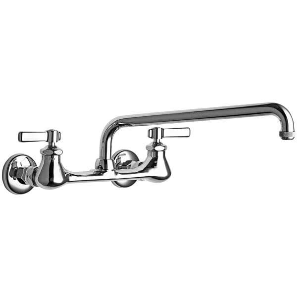 Chicago Faucet Company Chicago Faucets 540-LDL12E1WXFABCP Wall-Mounted Faucet With 8" Centers And 12" L-Type Swing Spout