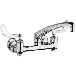 Chicago Faucet Company Chicago Faucets 640-L8E35-317YAB 1.5 GPM Wall-Mounted Faucet With Adjustable Centers, 8" L-Type Swing Spout, And 4" Wristblade Handles