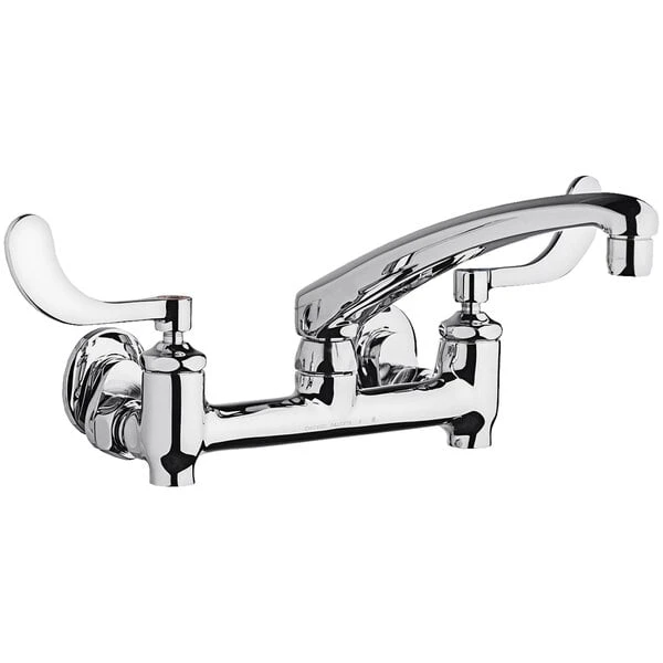 Chicago Faucet Company Chicago Faucets 640-L8E35-317YAB 1.5 GPM Wall-Mounted Faucet With Adjustable Centers, 8" L-Type Swing Spout, And 4" Wristblade Handles