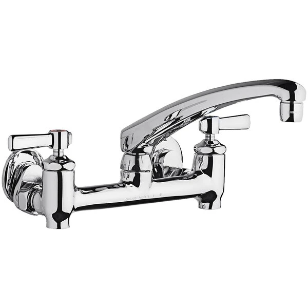 Chicago Faucet Company Chicago Faucets 640-L8E35-369YAB 1.5 GPM Wall-Mounted Faucet With Adjustable Centers, 8" L-Type Swing Spout, And 2 3/8" Lever Handles