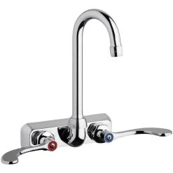 Chicago Faucet Company Chicago Faucets W4W-GN1AE35-317AB 1.5 GPM Wall-Mounted Faucet With 4" Centers And 3 1/2" Rigid / Swing Gooseneck Spout