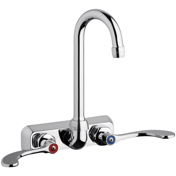 Chicago Faucet Company Chicago Faucets W4W-GN1AE35-317AB 1.5 GPM Wall-Mounted Faucet With 4" Centers And 3 1/2" Rigid / Swing Gooseneck Spout