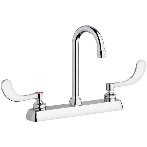 Chicago Faucet Company Chicago Faucets W8D-GN1AE35-317AB 1.5 GPM Deck-Mounted Faucet With 8" Centers And 3 1/2" Rigid / Swing Gooseneck Spout