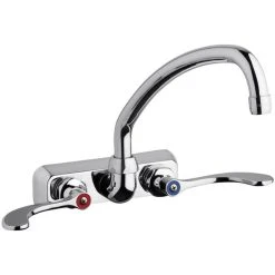 Chicago Faucet Company Chicago Faucets W4W-L9E35-317ABCP 1.5 GPM Wall-Mounted Faucet With 4" Centers And 9 1/2" L-Type Swing Spout