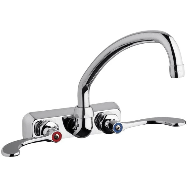 Chicago Faucet Company Chicago Faucets W4W-L9E35-317ABCP 1.5 GPM Wall-Mounted Faucet With 4" Centers And 9 1/2" L-Type Swing Spout
