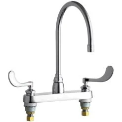 Chicago Faucet Company Chicago Faucets 1100-GN8AE35-317AB Deck-Mounted Faucet With 8" Centers And 8" Rigid / Swing Gooseneck Spout