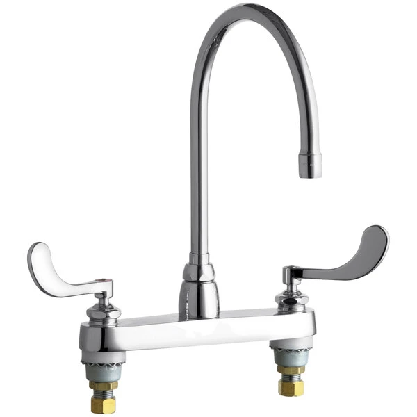Chicago Faucet Company Chicago Faucets 1100-GN8AE35-317AB Deck-Mounted Faucet With 8" Centers And 8" Rigid / Swing Gooseneck Spout