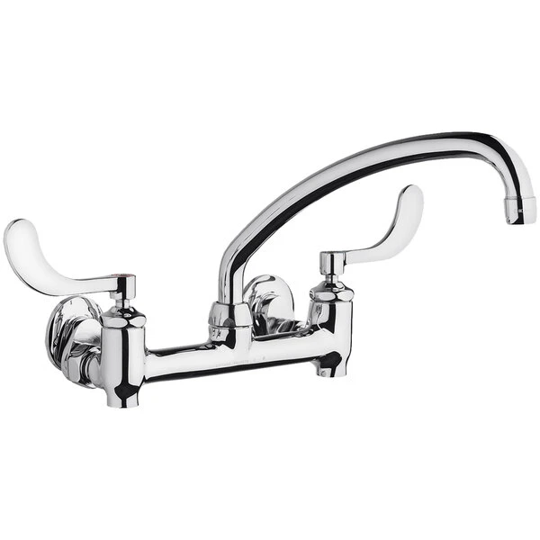 Chicago Faucet Company Chicago Faucets 640-L9E35-317YAB 1.5 GPM Wall-Mounted Faucet With Adjustable Centers, 9 1/2" L-Type Swing Spout, And 4" Wristblade Handles
