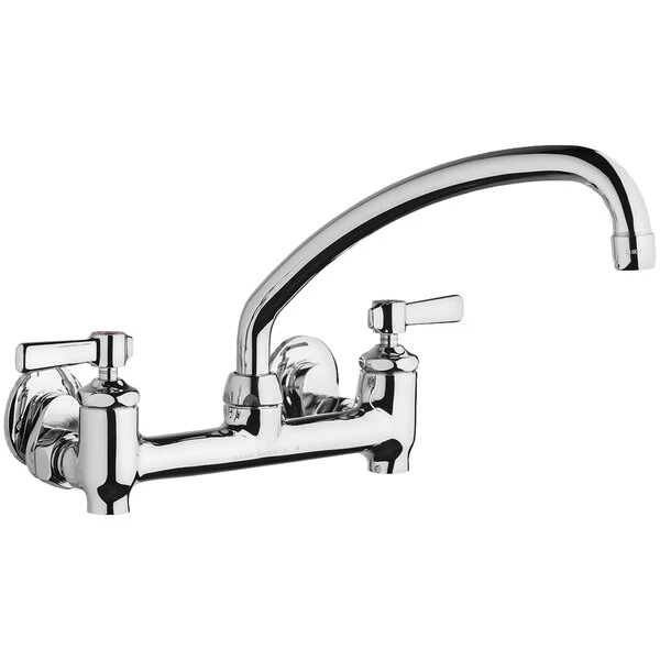 Chicago Faucet Company Chicago Faucets 640-L9E35-369YAB 1.5 GPM Wall-Mounted Faucet With Adjustable Centers, 9 1/2" L-Type Swing Spout, And 2 3/8" Lever Handles
