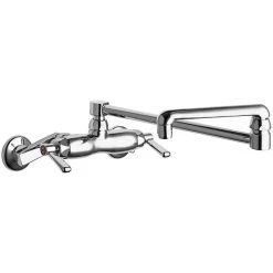 Chicago Faucet Company Chicago Faucets 445-DJ18E35ABCP 1.5 GPM Wall-Mounted Faucet With Adjustable Centers And 18" Double-Jointed Swing Spout