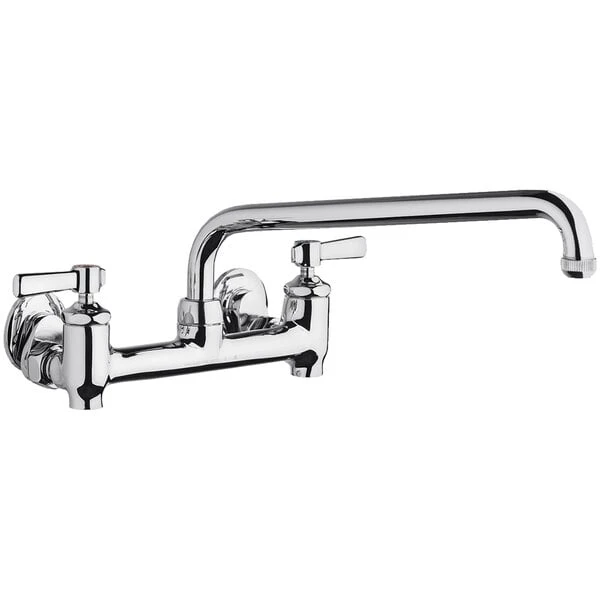 Chicago Faucet Company Chicago Faucets 640-L12E1-369YAB Wall-Mounted Faucet With Adjustable Centers, 12" L-Type Swing Spout, And 2 3/8" Lever Handles
