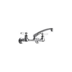 Chicago Faucet Company Chicago Faucets 540-LDL8E1ABCP Wall-Mounted Faucet With Adjustable Centers, 8" L-Type Swing Spout, And Quixtop Outlet