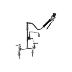 Chicago Faucet Company Chicago Faucets 509-SSVBL12XKCAB Deck-Mounted Pre-Rinse Faucet With 8" Fixed Centers And Inline Vacuum Breaker