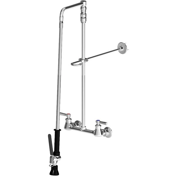 Chicago Faucet Company Chicago Faucets 610-GCLVBABCP Wall-Mounted Pre-Rinse Faucet With 8" Adjustable Centers And 29" Stainless Steel Hose