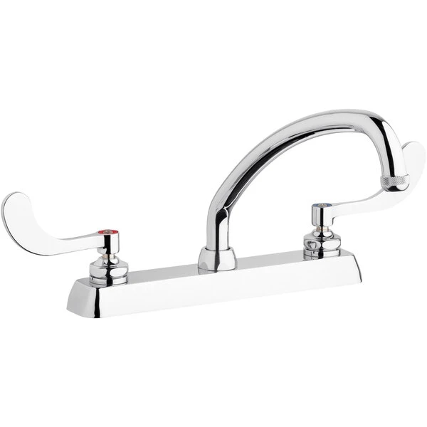 Chicago Faucet Company Chicago Faucets W8D-L9E1-317ABCP Deck-Mounted Faucet With 8" Fixed Centers And 9 1/2" L-Type Swing Spout