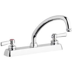 Chicago Faucet Company Chicago Faucets W8D-L9E1-369ABCP Deck-Mounted Faucet With 8" Fixed Centers, 9 1/2" L-Type Swing Spout, And 2 3/8" Lever Handles
