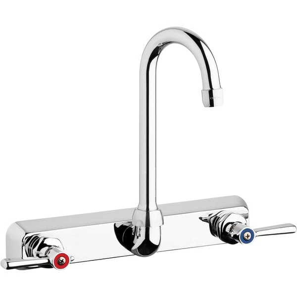 Chicago Faucet Company Chicago Faucets W8W-GN1AE35-369AB 1.5 GPM Wall-Mounted Faucet With 8" Fixed Centers And 3 1/2" Rigid / Swing Gooseneck Spout