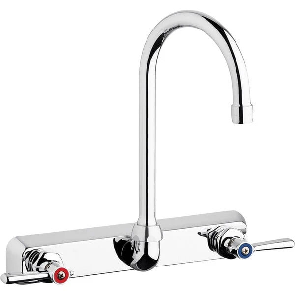 Chicago Faucet Company Chicago Faucets W8W-GN2AE35-369AB 1.5 GPM Wall-Mounted Faucet With 8" Fixed Centers And 5 1/4" Rigid / Swing Gooseneck Spout