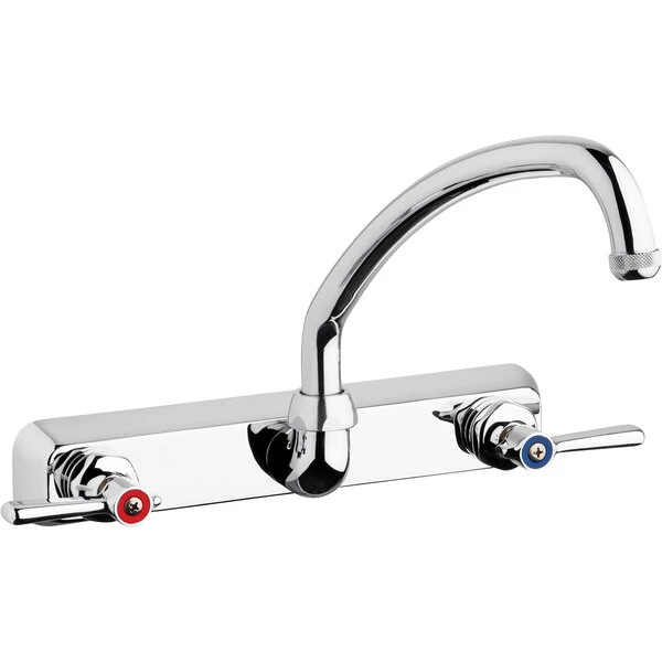 Chicago Faucet Company Chicago Faucets W8W-L9E1-369ABCP Wall-Mounted Faucet With 8" Fixed Centers, 9 1/2" L-Type Swing Spout, And 2 3/8" Lever Handles 3 Chicago Faucet Company Chicago Faucets W8W-L9E1-369ABCP Wall-Mounted Faucet With 8" Fixed Centers, 9 1/2" L-Type Swing Spout, And 2 3/8" Lever Handles