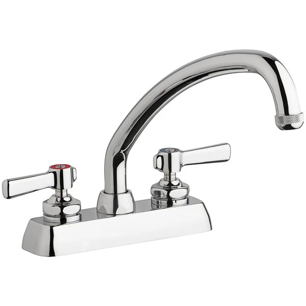 Chicago Faucet Company Chicago Faucets W4D-L9E1-369AB Deck-Mounted Faucet With 4" Fixed Centers, 9 1/2" L-Type Swing Spout, And 2 3/8" Lever Handles 3 Chicago Faucet Company Chicago Faucets W4D-L9E1-369AB Deck-Mounted Faucet With 4" Fixed Centers, 9 1/2" L-Type Swing Spout, And 2 3/8" Lever Handles