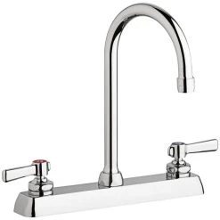 Chicago Faucet Company Chicago Faucets W8D-GN2AE35-369AB 1.5 GPM Deck-Mounted Faucet With 8" Fixed Centers And 5 1/4" Rigid / Swing Gooseneck Spout