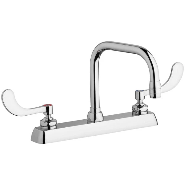 Chicago Faucet Company Chicago Faucets W8D-DB6AE35-317AB 1.5 GPM Deck-Mounted Faucet With 8" Fixed Centers And 6 1/4" Rigid / Swing Double-Bend Spout