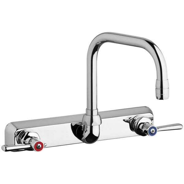 Chicago Faucet Company Chicago Faucets W8W-DB6AE35-369AB 1.5 GPM Wall-Mounted Faucet With 8" Fixed Centers And 6 1/4" Rigid / Swing Double-Bend Spout