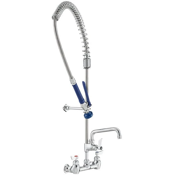 Waterloo 1.15 GPM Wall-Mounted Pre-Rinse Faucet With 8" Centers And 6" Add-On Faucet