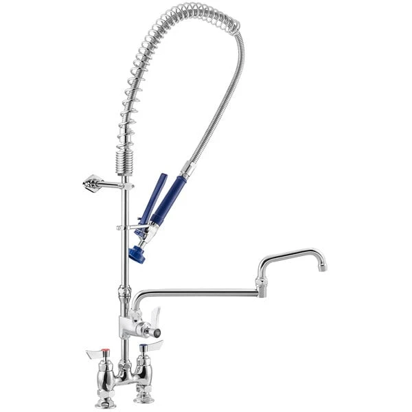 Waterloo 1.15 GPM Deck-Mounted Pre-Rinse Faucet With 4" Centers And 18" Double-Jointed Add-On Faucet