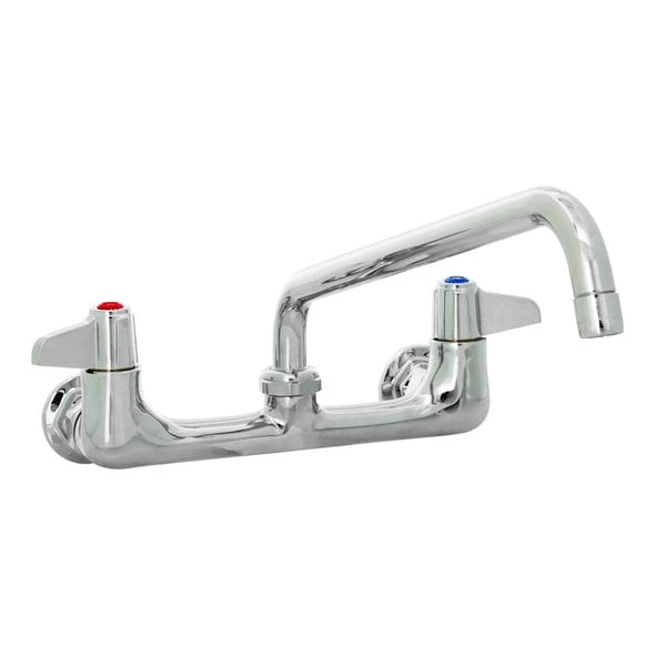 T&S Brass And Bronze Works Equip By T&S 5F-8WLX08 Wall Mounted Faucet With 8 1/8" Swing Spout, 5.2 GPM Laminar Flow Device, 8" Adjustable Centers, And Lever Handles