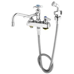 T&S Brass And Bronze Works T&S B-1151 Deck Mounted Workboard Faucet With Spray Valve And 4" Centers - 7 7/8" Swing Nozzle