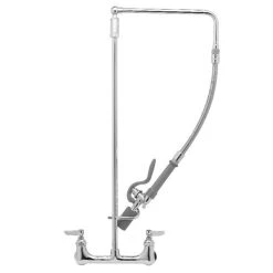 T&S Brass And Bronze Works T&S B-0131-C Wall Mounted 29 1/2" High Pre-Rinse Faucet With Adjustable 8" Centers, Low Flow Spray Valve, Swivel Arm, And 20" Hose