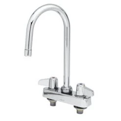 T&S Brass And Bronze Works Equip By T&S 5F-4CLX05 Deck Mounted Workboard Faucet With 5 9/16" Gooseneck Spout, 4" Centers, Laminar Flow Device, And Lever Handles