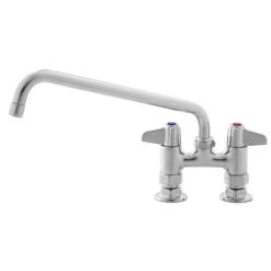 T&S Brass And Bronze Works Equip By T&S 5F-4DLX14 Deck Mounted Faucet With 14 1/8" Swing Spout, 4" Adjustable Centers, 5.2 GPM Laminar Flow Device, Cerama Cartridges, And Lever Handles