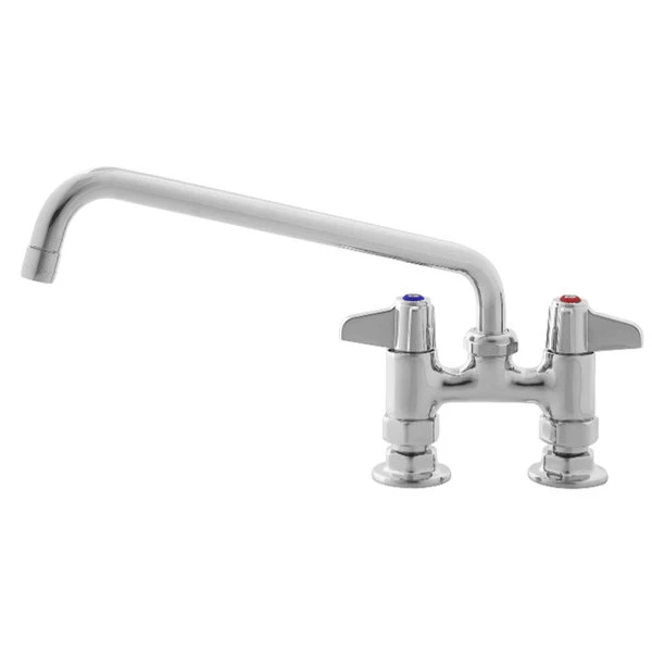 T&S Brass And Bronze Works Equip By T&S 5F-4DLX14 Deck Mounted Faucet With 14 1/8" Swing Spout, 4" Adjustable Centers, 5.2 GPM Laminar Flow Device, Cerama Cartridges, And Lever Handles